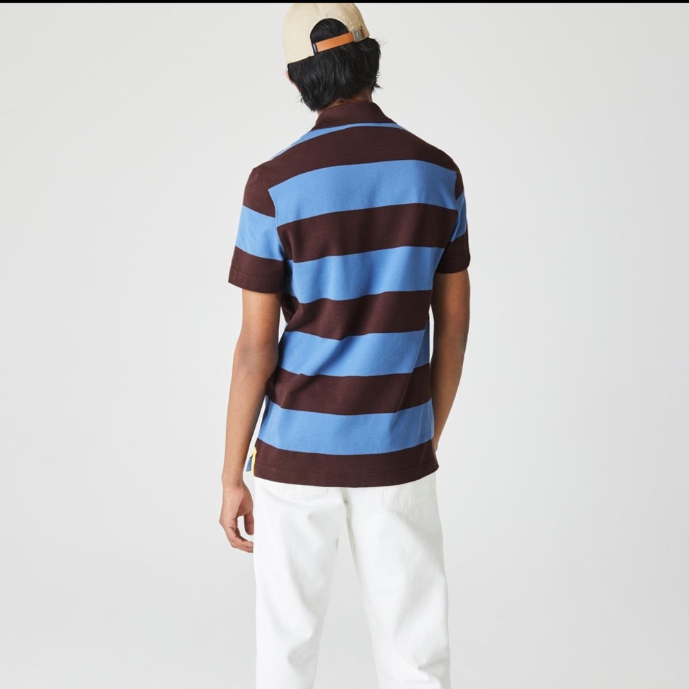 Lacoste Men’s Regular Fit Striped Cotton Piqué Polo Shirt - Picture 4 of 13